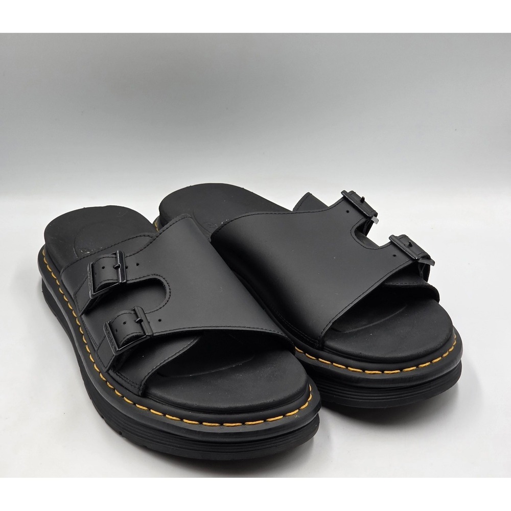 Dr Martens Dax Mens 12 Black Leather Sandals Slides EU 46 UK 11 - Picture 2 of 10